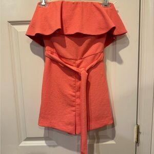 Babaton orange off-the shoulder romper, size 00